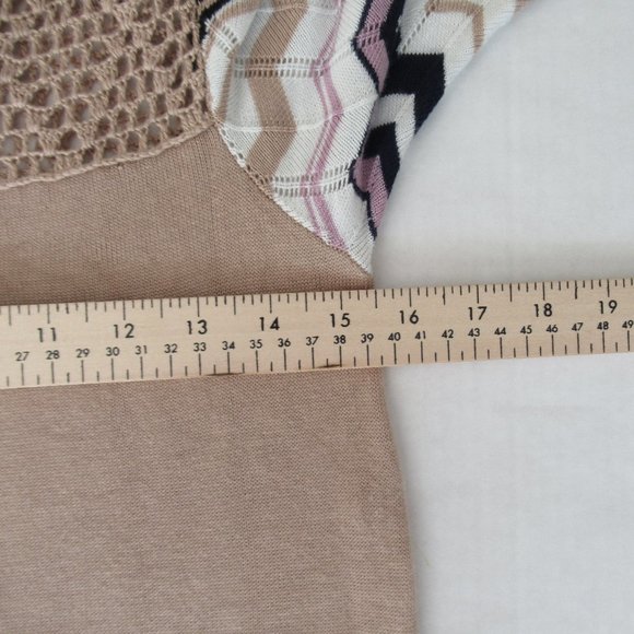 RXB Fitted Knitted Slip On Chevron Dress, Size M (Juniors), Beige Multicolor - Picture 6 of 13